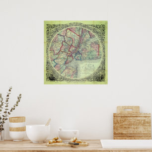  kaart van het stadsgebied van New York Poster