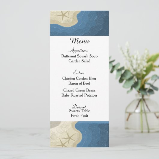 Kaart van het Startvis- en Ocean Wedding Menu (Staand voorkant)