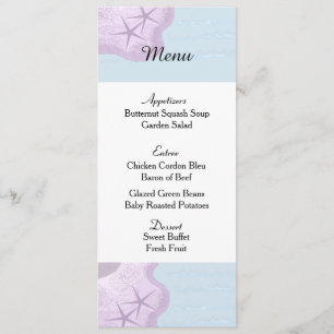 Kaart van het Startvis- en Ocean Wedding Menu