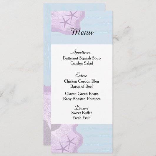 Kaart van het Startvis- en Ocean Wedding Menu (Voorkant / Achterkant)