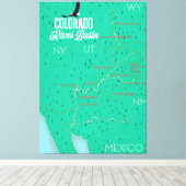  kaart van het stroomgebied van de Colorado Canvas Afdruk (Insitu (Houten vloer))