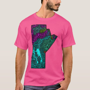 Kaart van het stroomgebied van de Manitoba in rege T-shirt