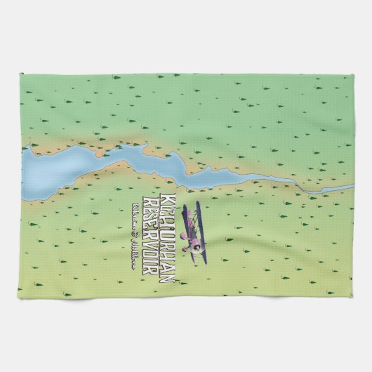 Kaart van het stuwmeer van Kuchurhan Oekraïne en M Theedoek (Horizontaal)