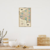 Kaart van het subsidiedistrict en het dorp Lancast Poster (Keuken)