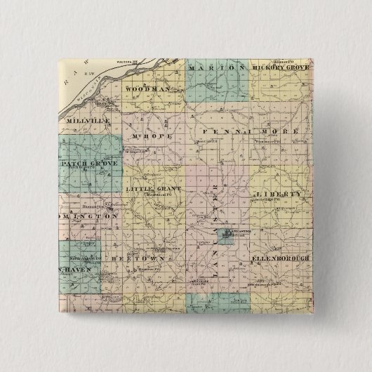 Kaart van het subsidiedistrict en het dorp Lancast Vierkante Button 5,1 Cm (Voorkant)
