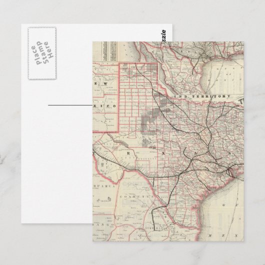 kaart van het Texas Railroad System (1885) (Voorkant / Achterkant)