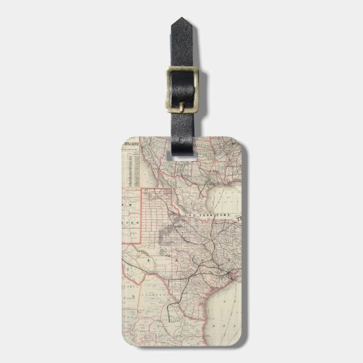  kaart van het Texas Railroad System (1885) Bagagelabel (Voorkant verticaal)