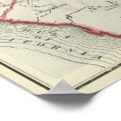 kaart van het Texas Railroad System (1885) Poster (Hoek)