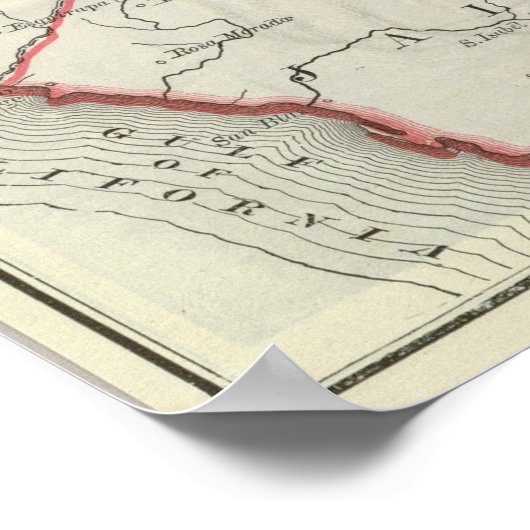 kaart van het Texas Railroad System (1885) Poster (Hoek)