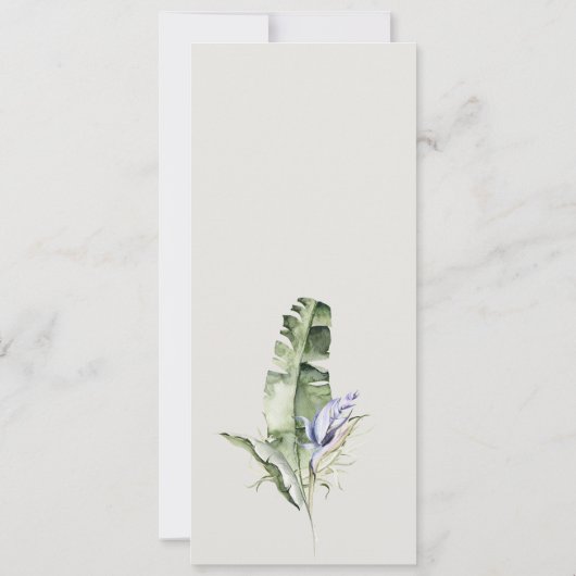 Kaart van het Tropisch Leafy Blue Floral Wedding M (Achterkant)