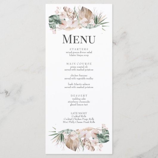 Kaart van het Tropisch Orchid en Monstera Wedding  (Voorkant)