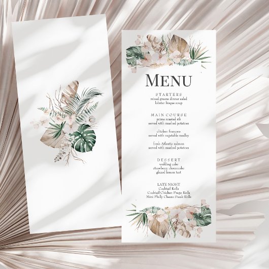 Kaart van het Tropisch Orchid en Monstera Wedding 