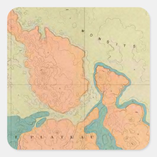 Kaart van het Uinkaret Plateau Vierkante Sticker (Voorkant)