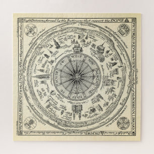 Kaart van het uitzicht van Oxford uit de bibliothe Legpuzzel