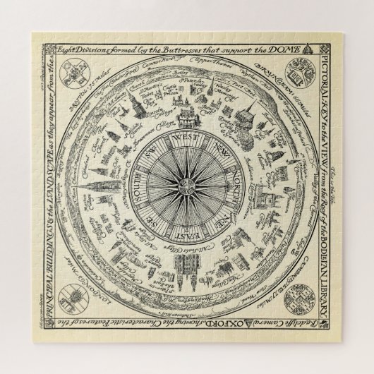 Kaart van het uitzicht van Oxford uit de bibliothe Legpuzzel (Horizontaal)