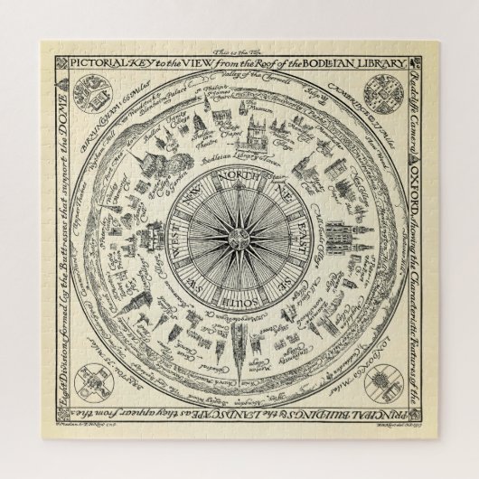 Kaart van het uitzicht van Oxford uit de bibliothe Legpuzzel (Verticaal)
