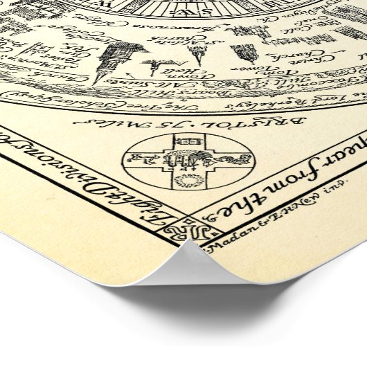 Kaart van het uitzicht van Oxford uit de bibliothe Poster (Hoek)