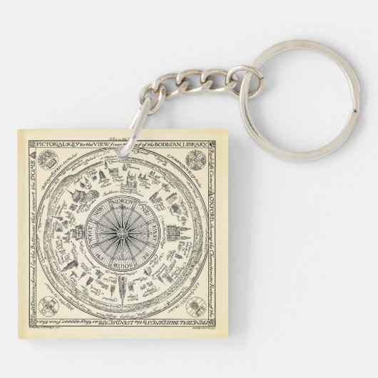 Kaart van het uitzicht van Oxford uit de bibliothe Sleutelhanger (Achterkant)