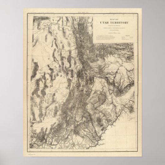 Kaart van het Utah-gebied Poster (Voorkant)