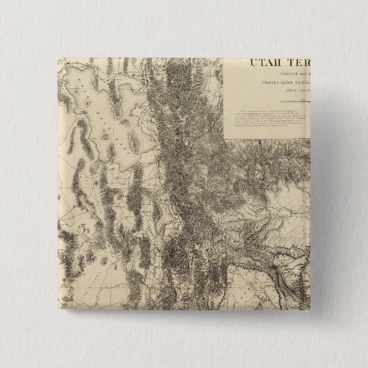 Kaart van het Utah-gebied Vierkante Button 5,1 Cm (Voorkant)