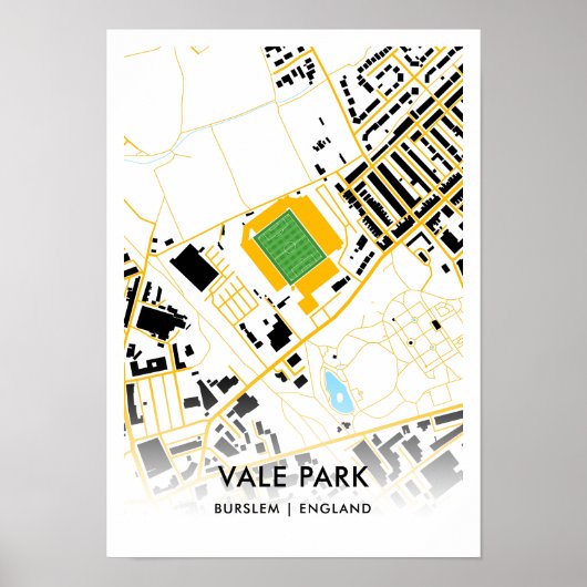 Kaart van het Vale Park Stadium - thuisbasis van P Poster (Voorkant)