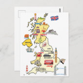 Kaart van het Verenigd Koninkrijk GEÏLLUSTREERDE K (Voorkant / Achterkant)