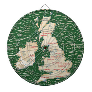 Kaart van het Verenigd Koninkrijk Vintage groene P Dartbord