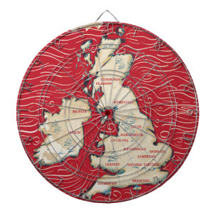 Kaart van het Verenigd Koninkrijk Vintage rode Pos Dartbord