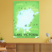 Kaart van het Victoriameer - Afrika Groot meer rei Canvas Afdruk (Insitu (Woonkamer))