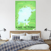 Kaart van het Victoriameer - Afrika Groot meer rei Canvas Afdruk (Insitu (Slaapkamer))