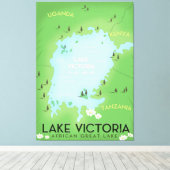 Kaart van het Victoriameer - Afrika Groot meer rei Canvas Afdruk (Insitu (Houten vloer))