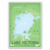 Kaart van het Victoriameer - reizen kunst Afrika G Sticker (Voorkant)