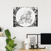 Kaart van het vierkant en het Briefpapier platte g Poster (Thuiskantoor)