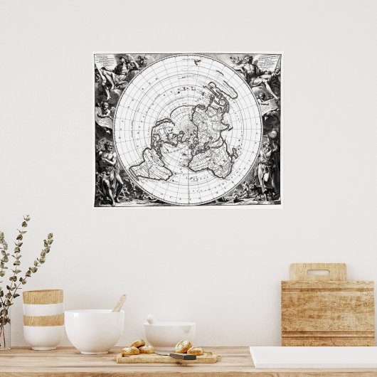 Kaart van het vierkant en het Briefpapier platte g Poster (Keuken)