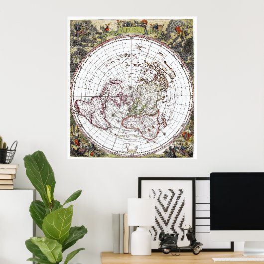 Kaart van het vierkant en het Briefpapier platte g Poster (Thuiskantoor)