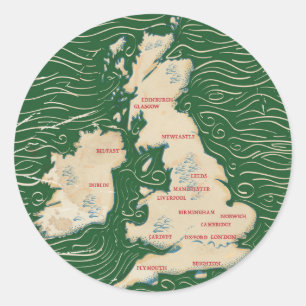 Kaart van het Vintage groene Poster van het Ronde Sticker