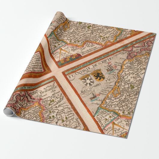 Kaart van het Vlaamse gewest (1609) Cadeaupapier (Uitgerold)
