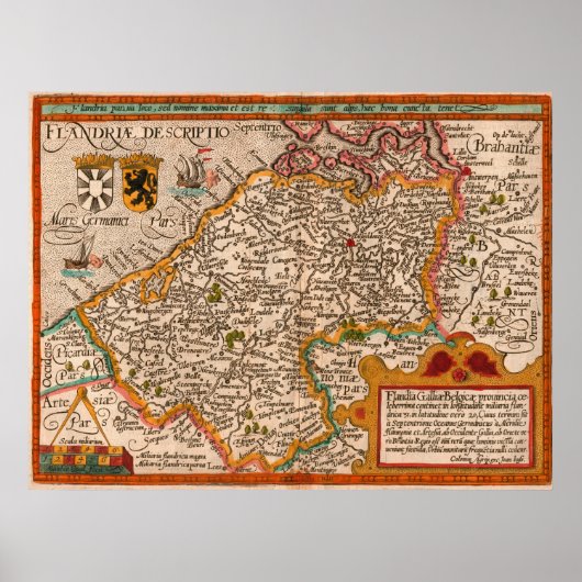 Kaart van het Vlaamse gewest (1609) Poster (Voorkant)
