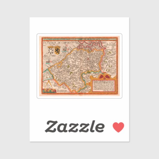 Kaart van het Vlaamse gewest (1609) Sticker (Vel)