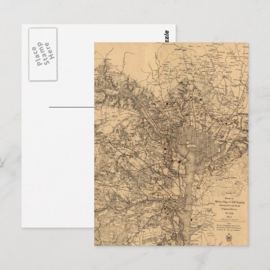 kaart van het Washington DC-gebied (1865) (Voorkant / Achterkant)