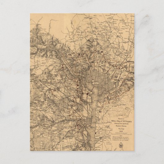 kaart van het Washington DC-gebied (1865) (Voorkant)