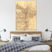 kaart van het Washington DC-gebied (1865) Canvas Afdruk (Insitu (Slaapkamer))