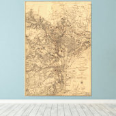 kaart van het Washington DC-gebied (1865) Canvas Afdruk (Insitu (Houten vloer))