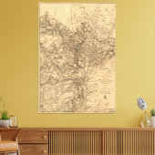 kaart van het Washington DC-gebied (1865) Canvas Afdruk (Insitu (Woonkamer))