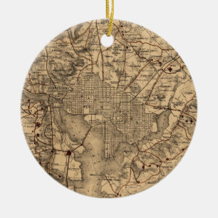 kaart van het Washington DC-gebied (1865) Keramisch Ornament
