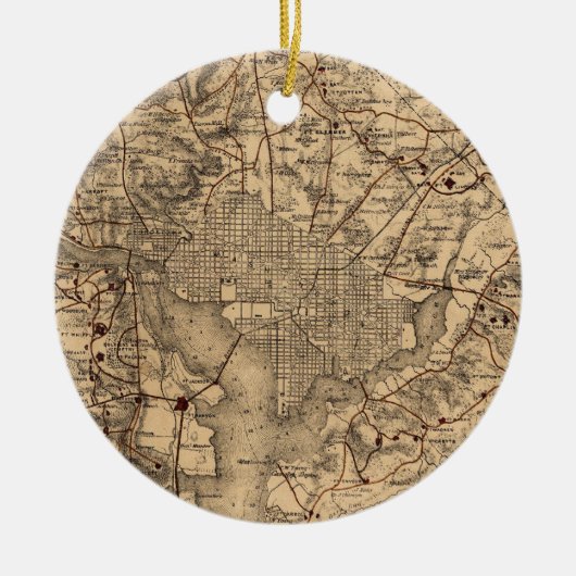 kaart van het Washington DC-gebied (1865) Keramisch Ornament (Voorkant)