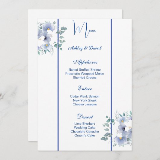 Kaart van het Wedding Menu (Voorkant / Achterkant)