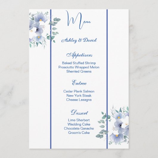 Kaart van het Wedding Menu (Voorkant)