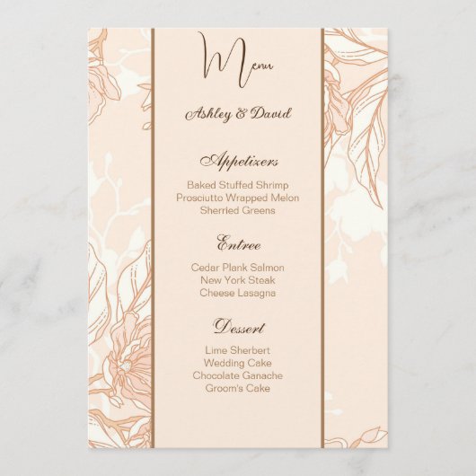 Kaart van het Wedding Menu (Voorkant)