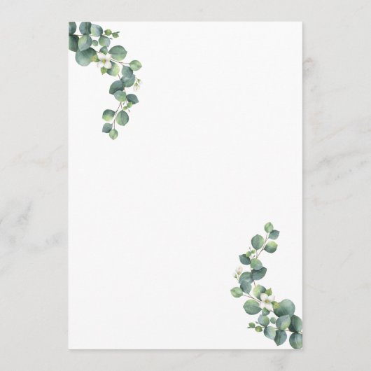 Kaart van het Wedding Menu (Achterkant)